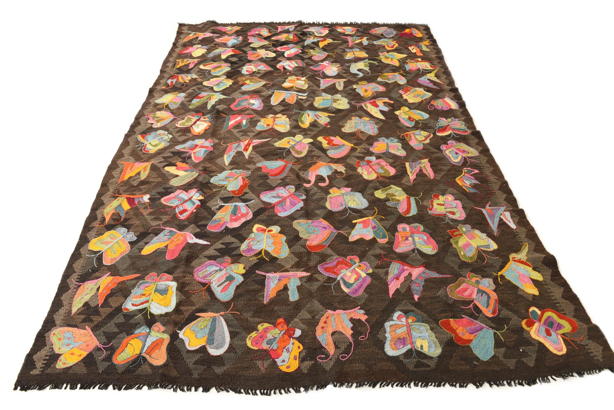 6' 2 x 9' 4 Hand Woven Kilim Suzani Wool Rug