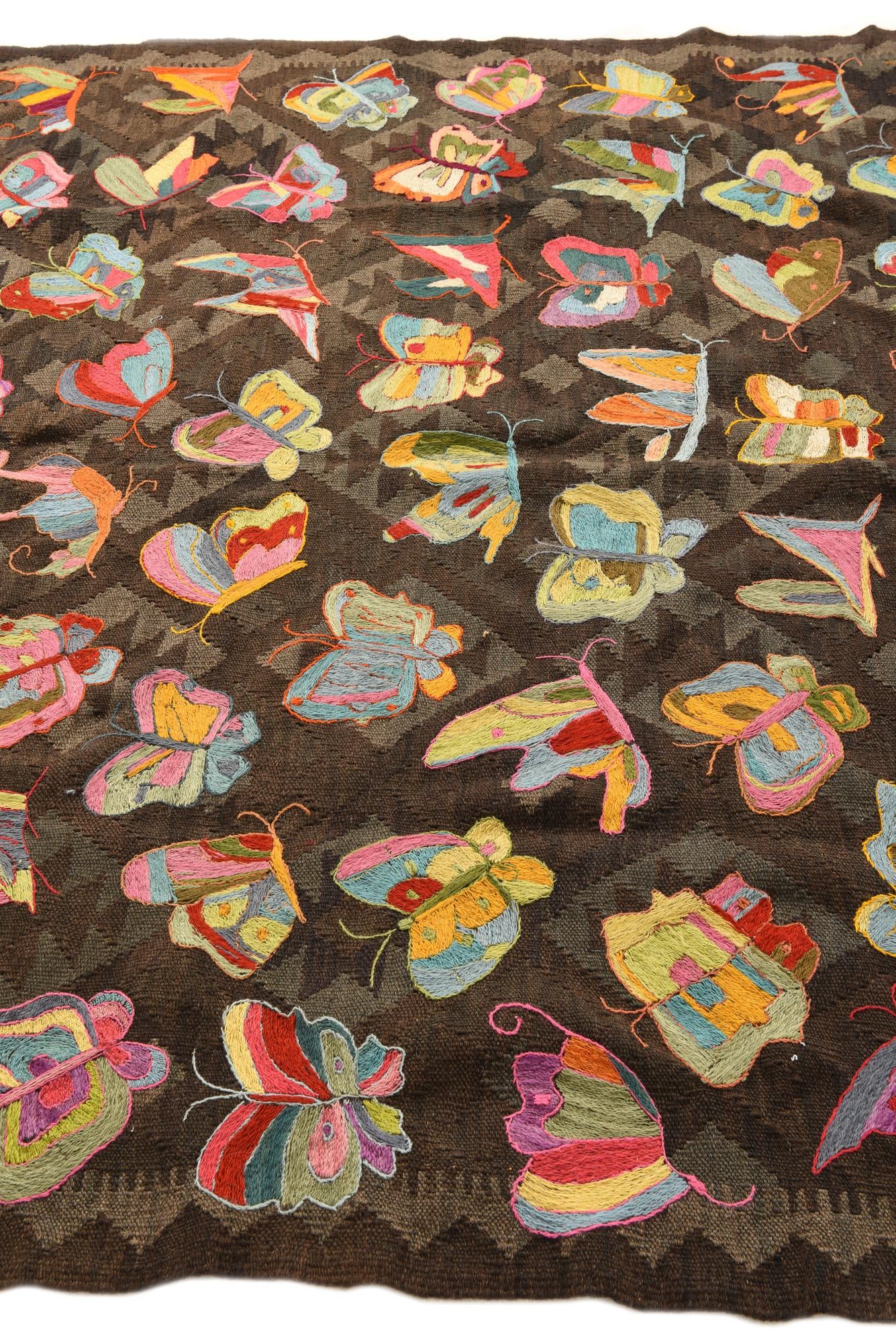 6' 2 x 9' 4 Hand Woven Kilim Suzani Wool Rug