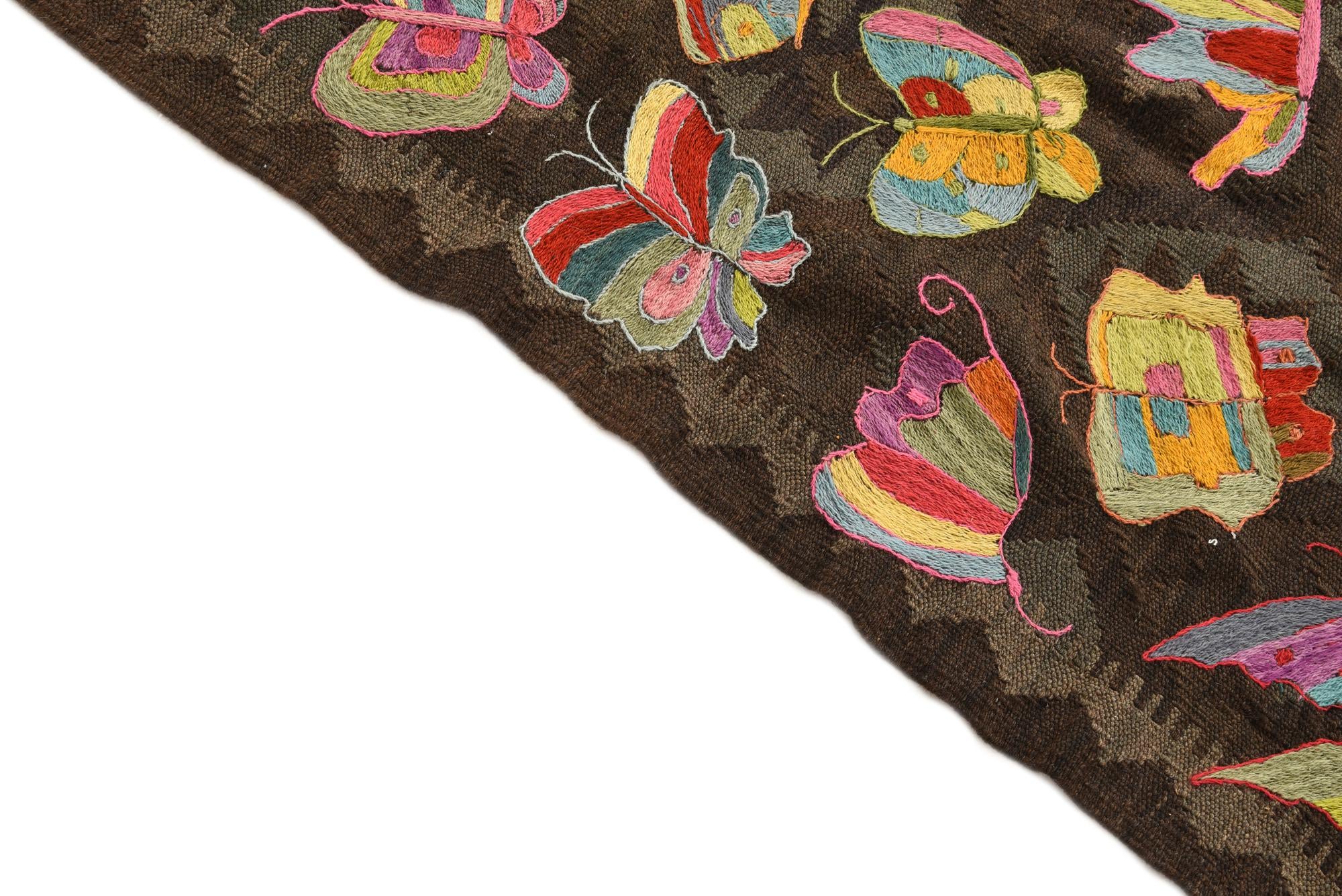6' 2 x 9' 4 Hand Woven Kilim Suzani Wool Rug