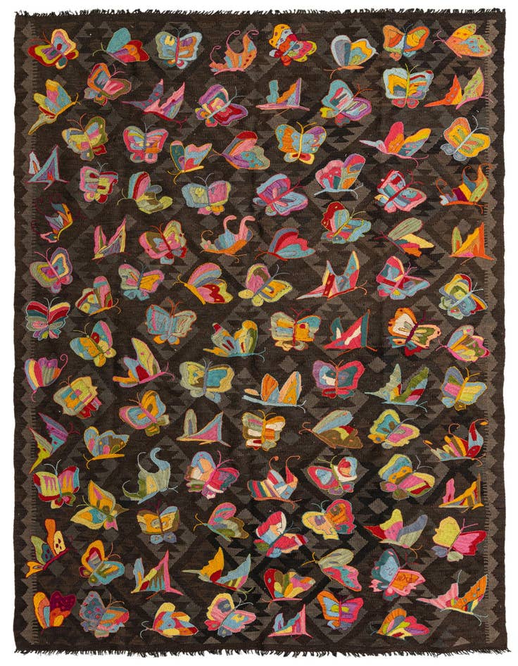Detail image of 6' 2 x 9' 4 Hand Woven Kilim Suzani Wool Rug