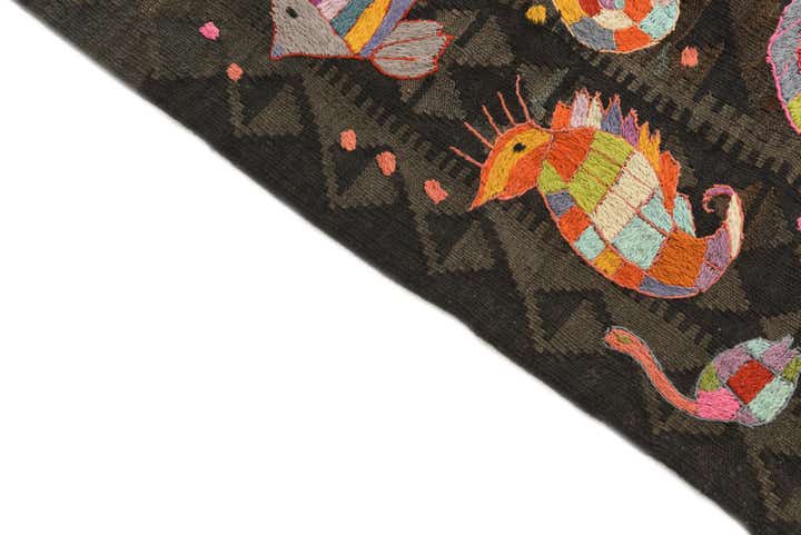4' 2 x 5' 3 Hand Woven Kilim Suzani Wool Rug