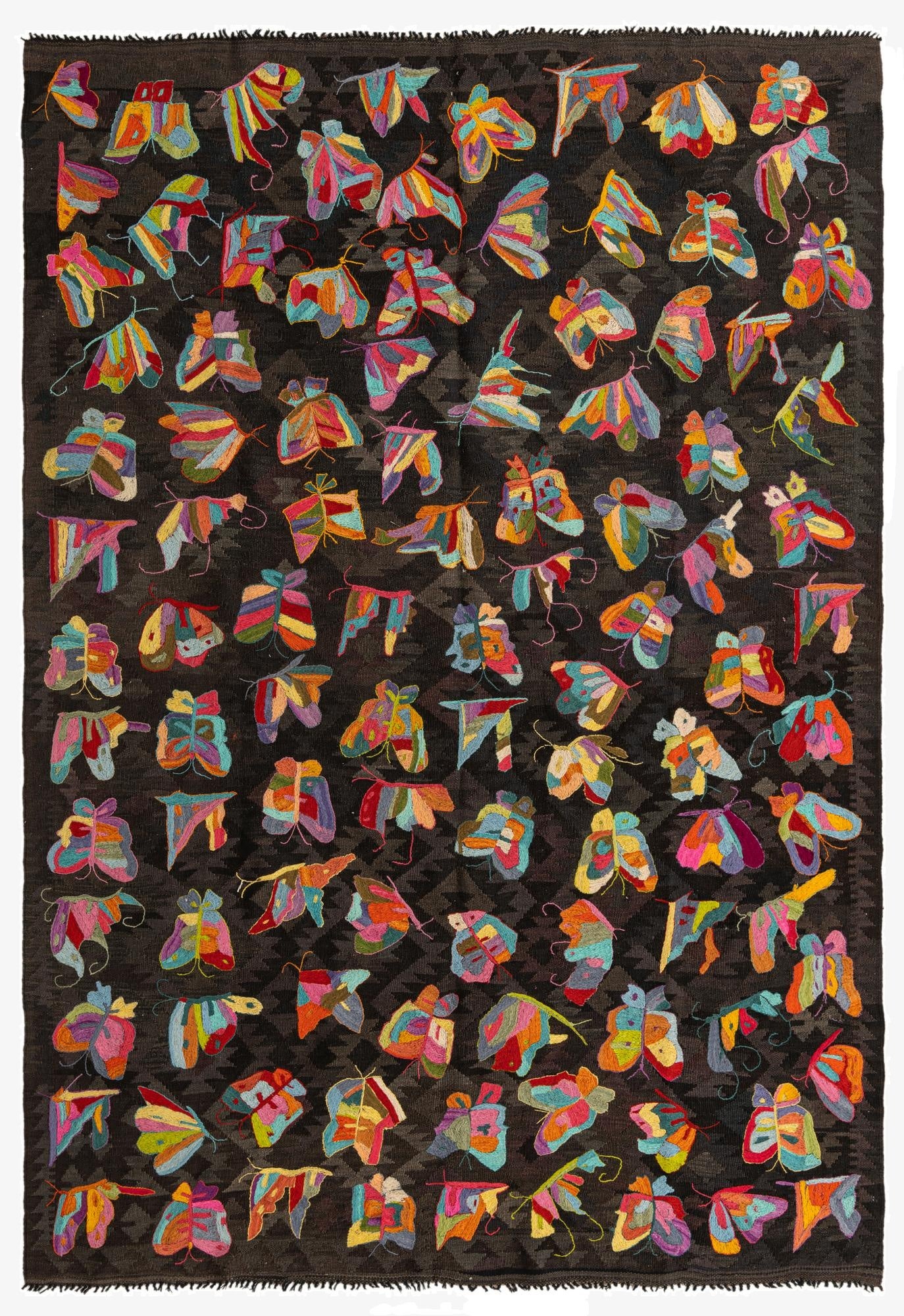 6' 4 x 9' 5  Hand Woven Kilim Suzani Wool Rug