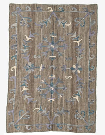 4' 7 x 6' 7 Hand Woven Kilim Suzani Wool Rug