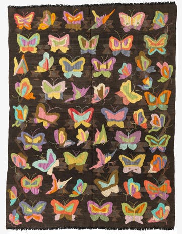 4' 10 x 6' 6 Hand Woven Kilim Suzani Wool Rug