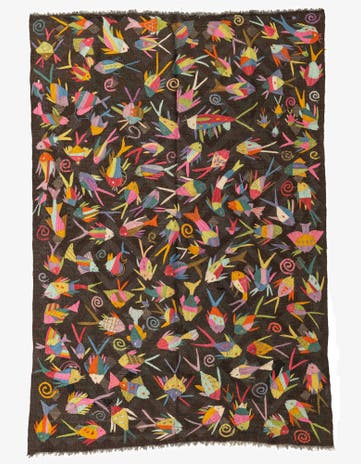 4' 9 x 7' Hand Woven Kilim Suzani Wool Rug