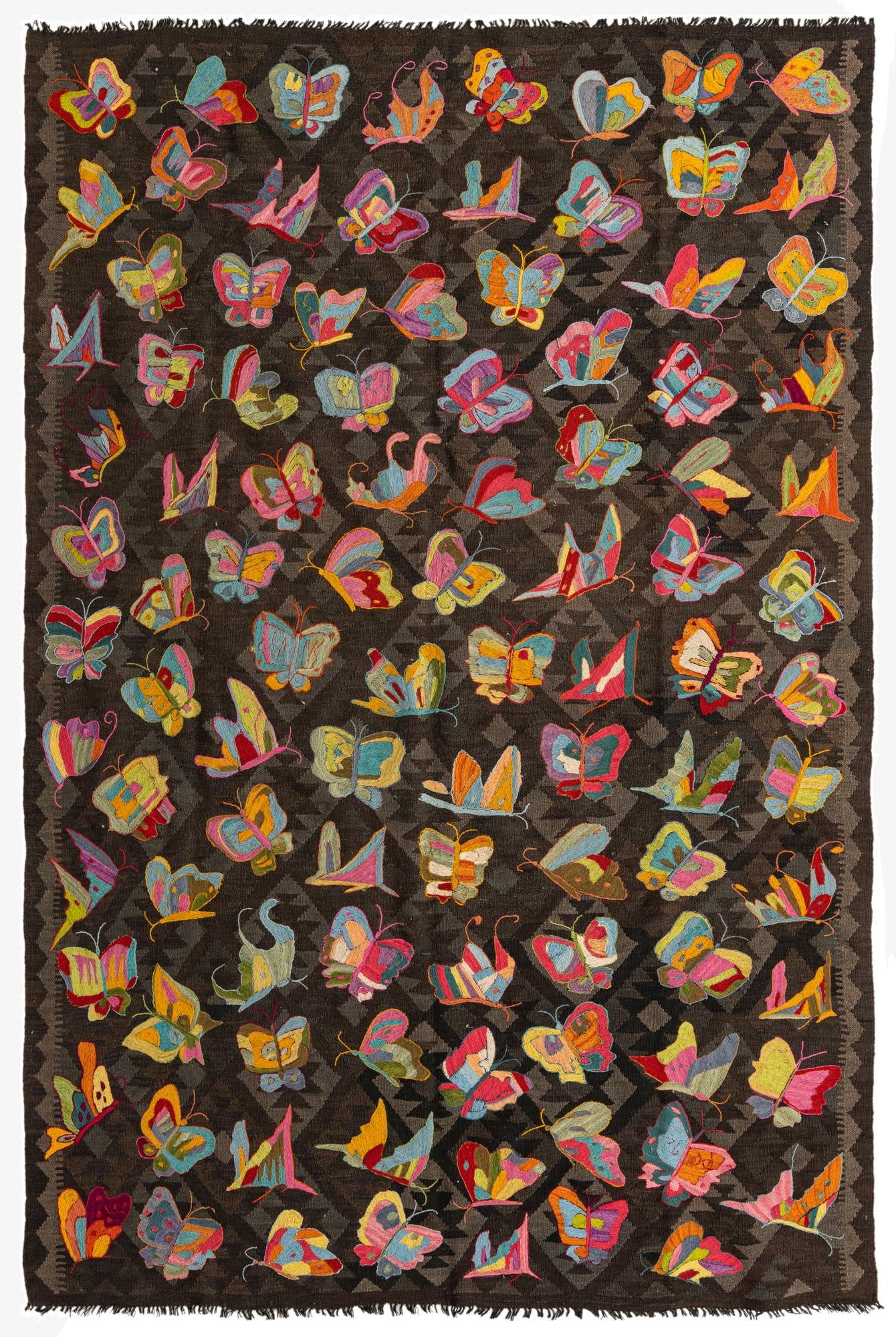 6' 2 x 9' 4  Hand Woven Kilim Suzani Wool Rug