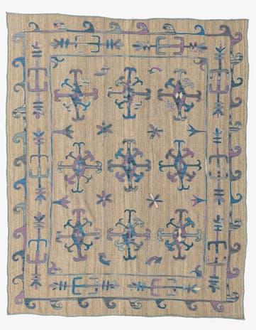 5' 8 x 7' Hand Woven Kilim Suzani Wool Rug