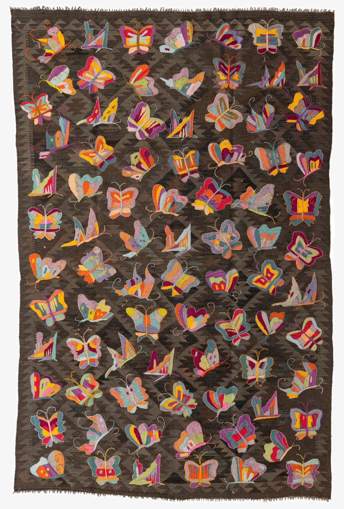 6' 4 x 9' 10  Hand Woven Kilim Suzani Wool Rug