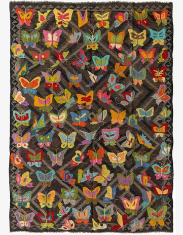 5' 7 x 7' 9 Hand Woven Kilim Suzani Wool Rug