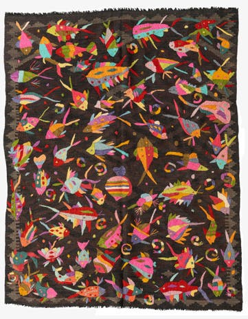5' x 6' 2 Hand Woven Kilim Suzani Wool Rug