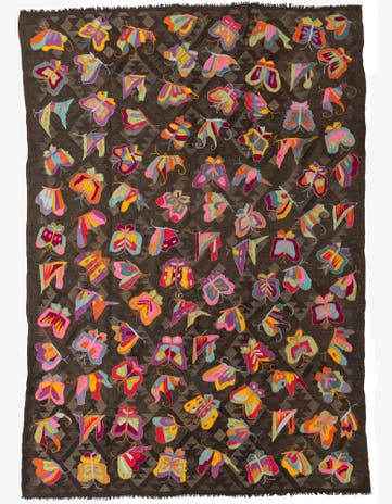 6' 6 x 9' 5 Hand Woven Kilim Suzani Wool Rug