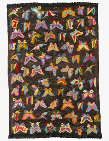 5' 3 x 7' 9 Hand Woven Kilim Suzani Wool Rug