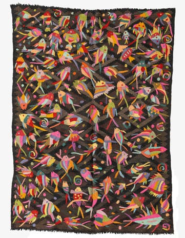 4' 7 x 6' 4 Hand Woven Kilim Suzani Wool Rug