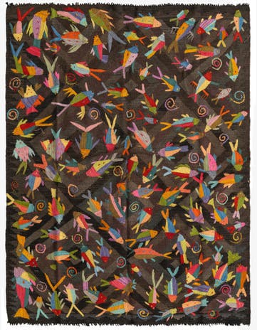 4' 10 x 6' 1 Hand Woven Kilim Suzani Wool Rug