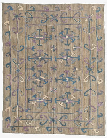 5' 7 x 7' 1 Hand Woven Kilim Suzani Wool Rug