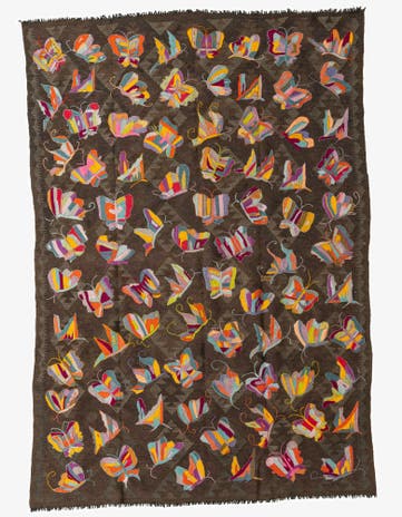 6' 4 x 9' 2 Hand Woven Kilim Suzani Wool Rug