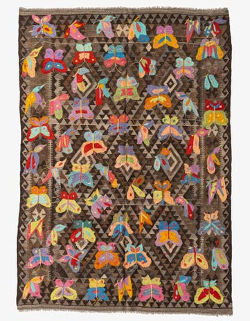 5' 6 x 7' 9 Hand Woven Kilim Suzani Wool Rug