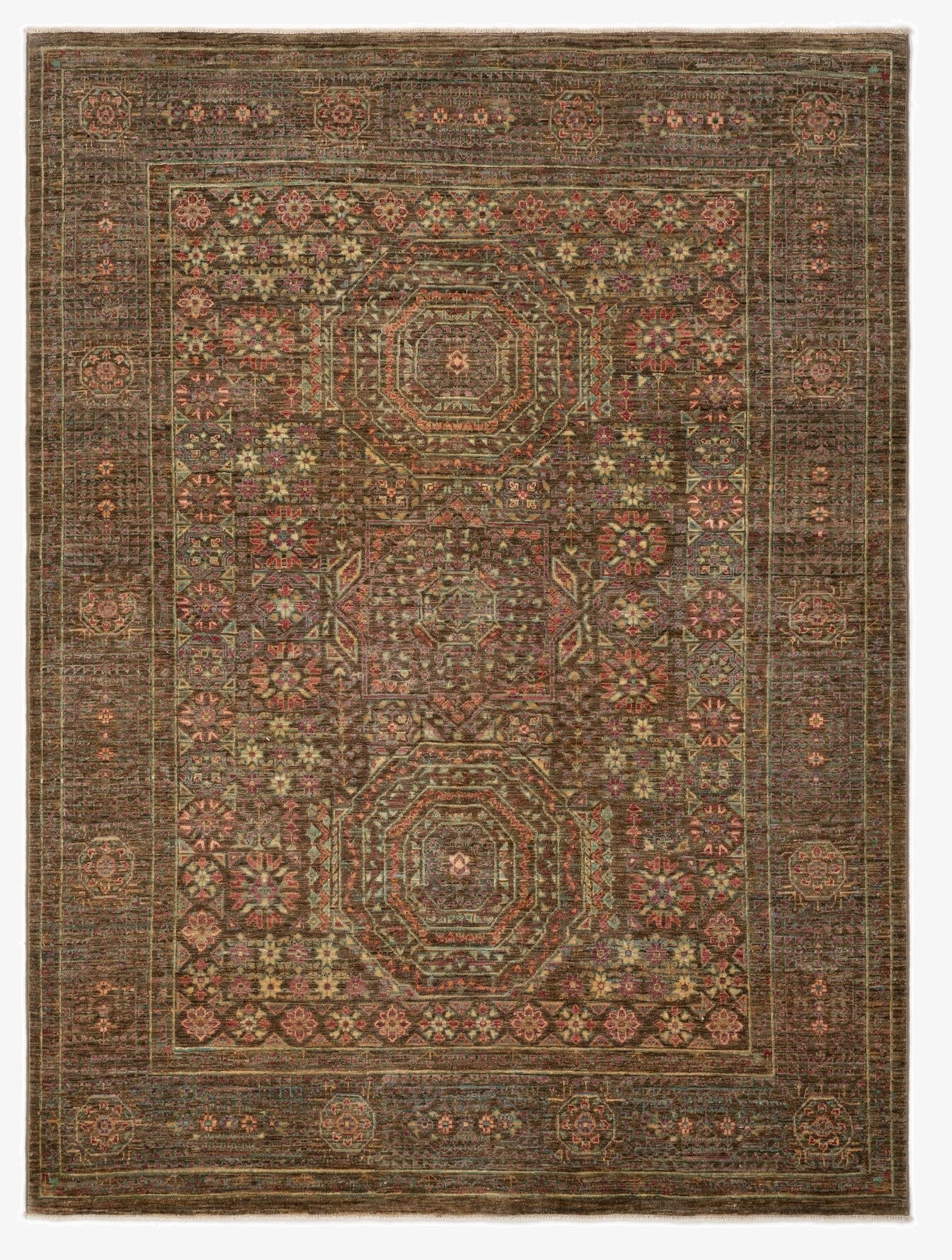 4' 11 x 6' 5  Hand Knotted Mamluk Wool Rug