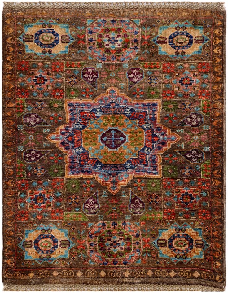 Detail image of 2' 1 x 2' 11 Hand Knotted Mamluk Ziegler Rug