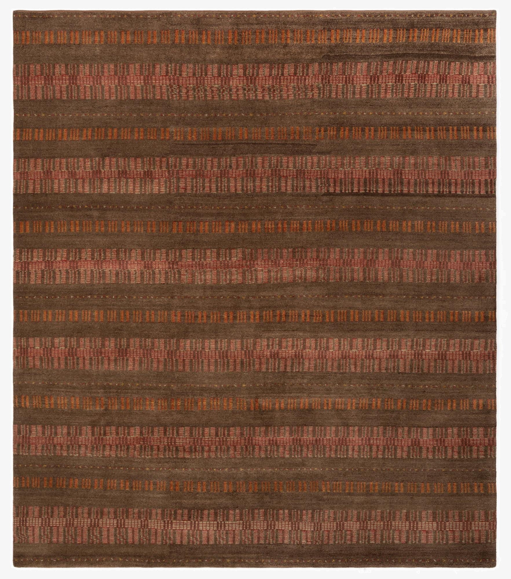 8' 3 x 9' 4  Hand Knotted Modern Manshu Wool Rug