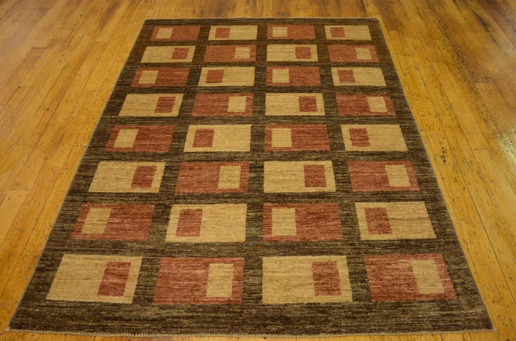 Detail image of 5' x 6' 7 Hand Knotted Modern Ziegler Oriental Rug