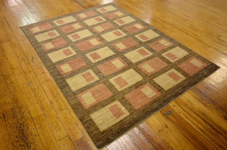 Detail image of 5' x 6' 7 Hand Knotted Modern Ziegler Oriental Rug