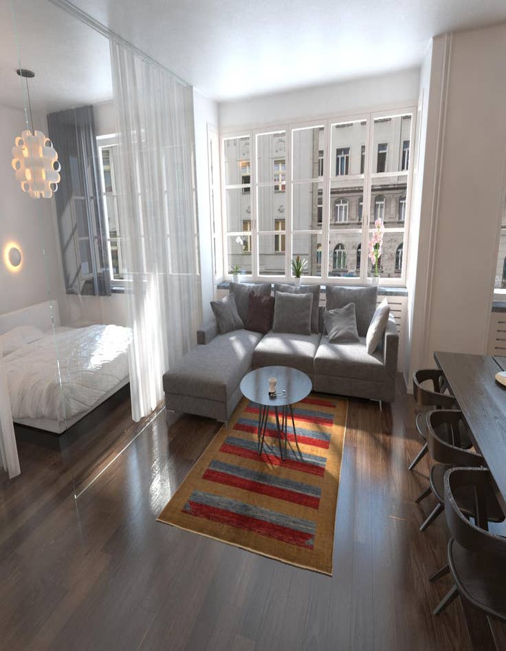 Detail image of 5' 5 x 8'  Hand Knotted Modern Ziegler Rug