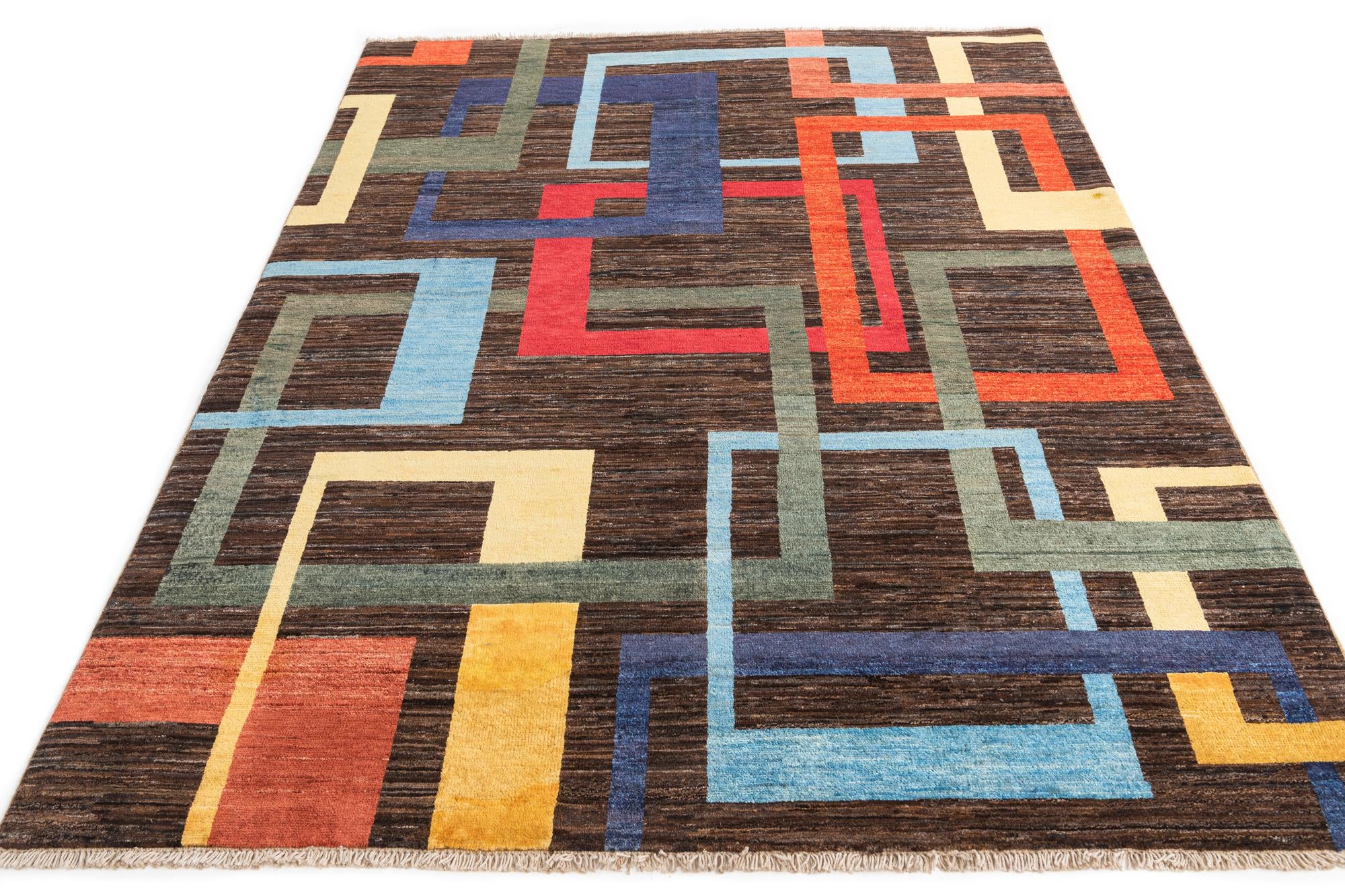 5' 1 x 6' 8 Hand Knotted Modern Ziegler Wool Rug