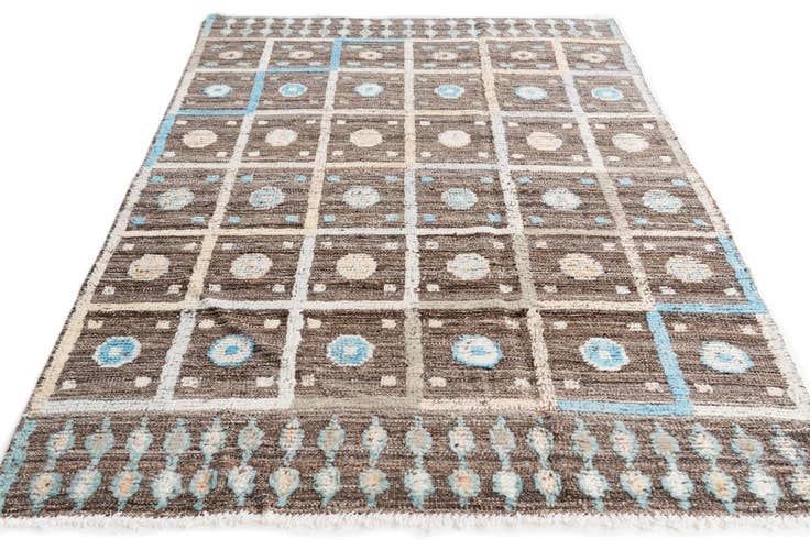 Detail image of 4' 1 x 6' 1 Hand Knotted Modern Ziegler Wool Rug