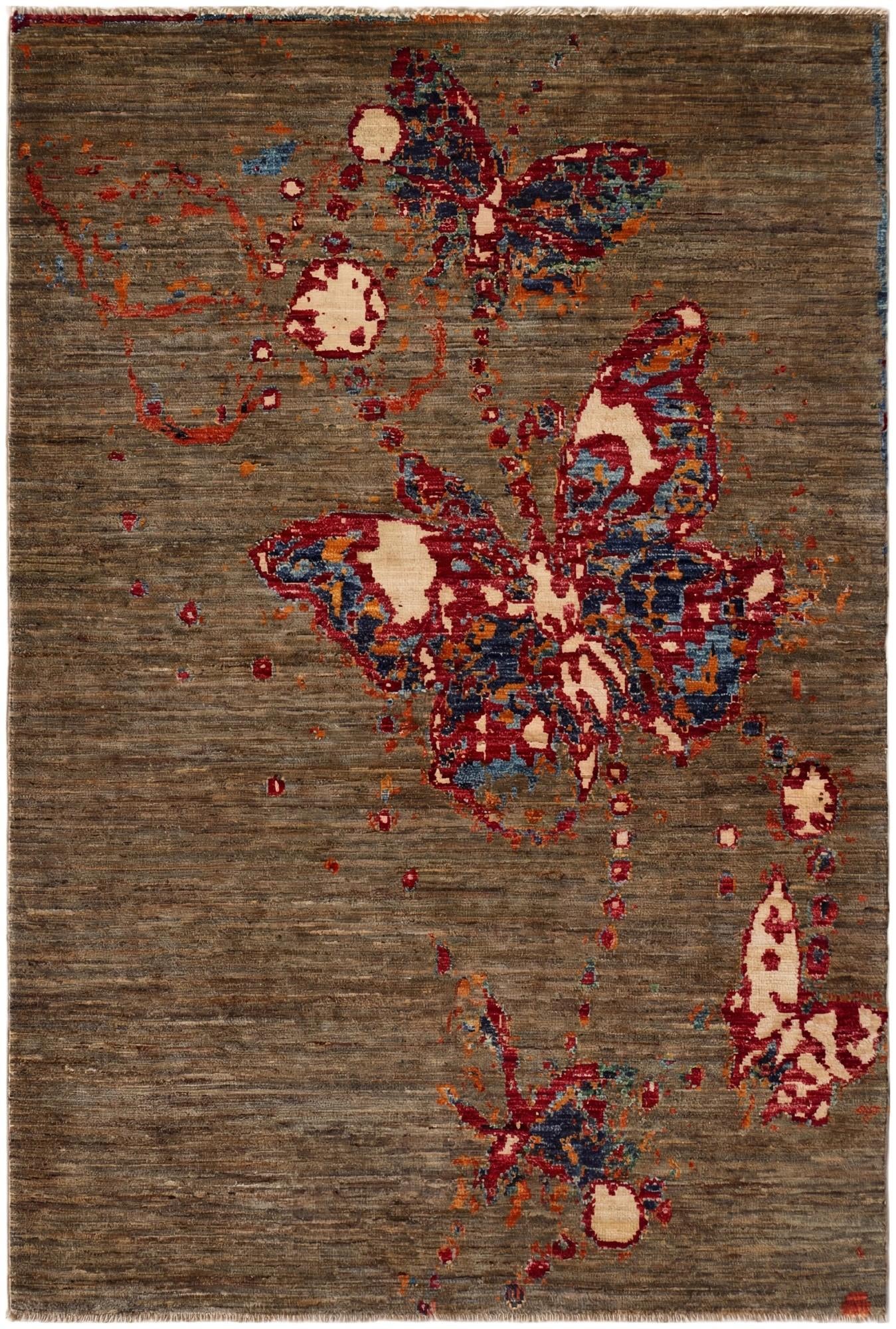 3' 4 x 5' Hand Knotted Modern Ziegler Rug