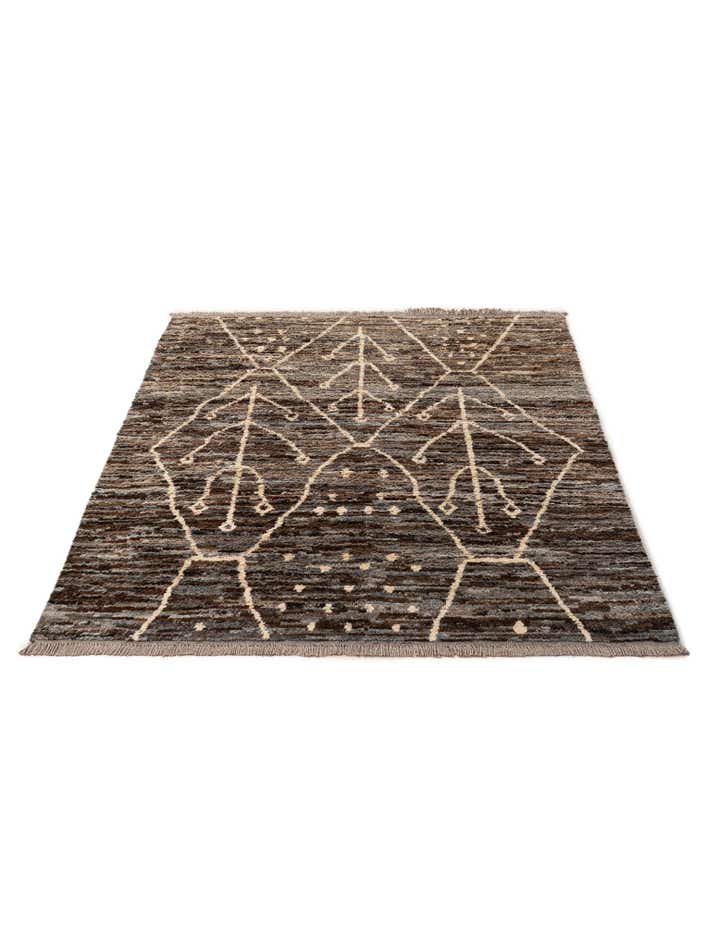 5' x 6' 4 Hand Knotted Moroccan Wool Rug