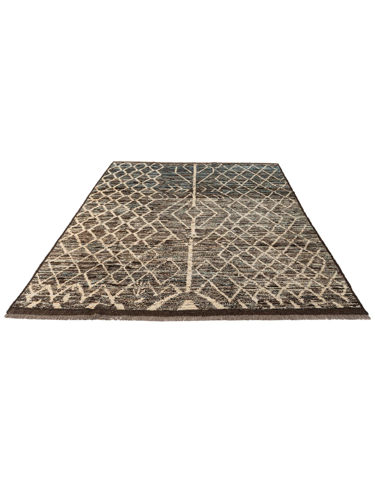6' 9 x 9' 9 Hand Knotted Moroccan Wool Rug