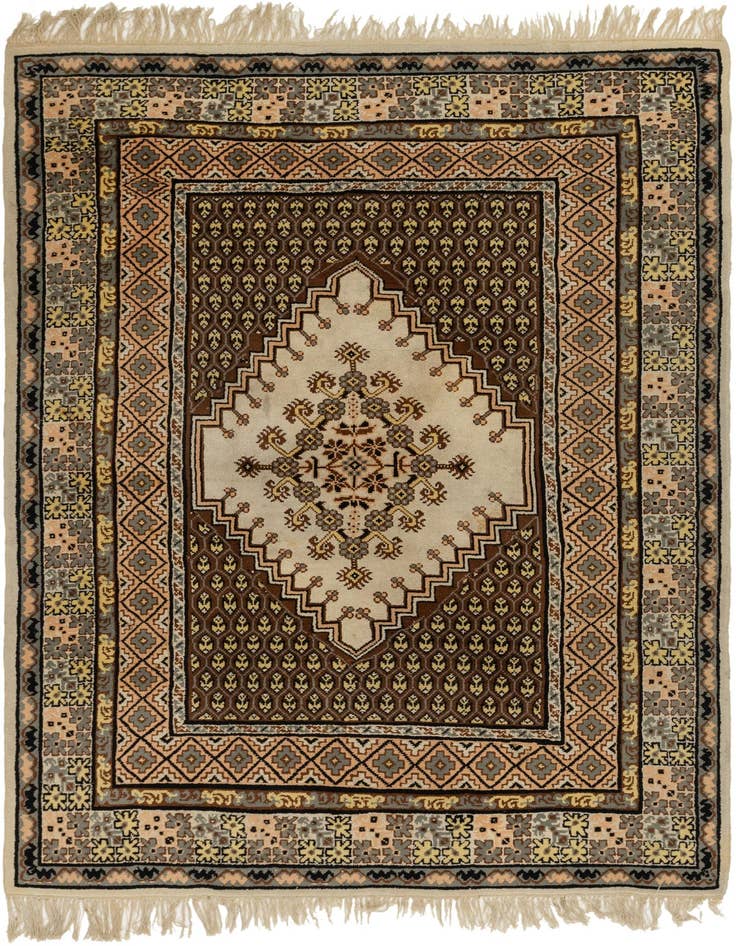 Detail image of 6' 10 x 9' 5 Hand Knotted Moroccan Wool Rug