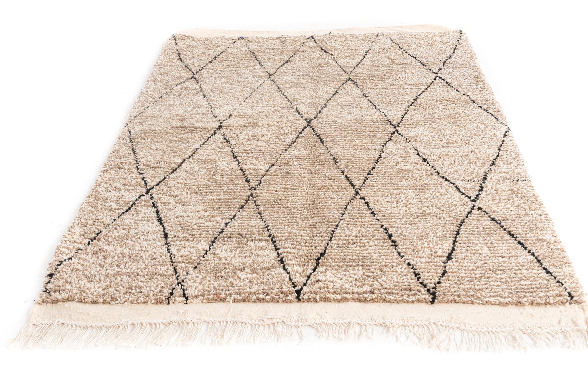 5' 3 x 6' 7 Hand Knotted Moroccan Wool Rug