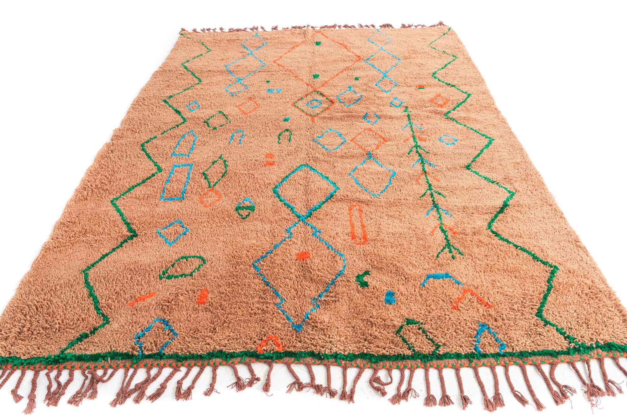 6' 10 x 9' 7 Hand Knotted Moroccan Wool Rug