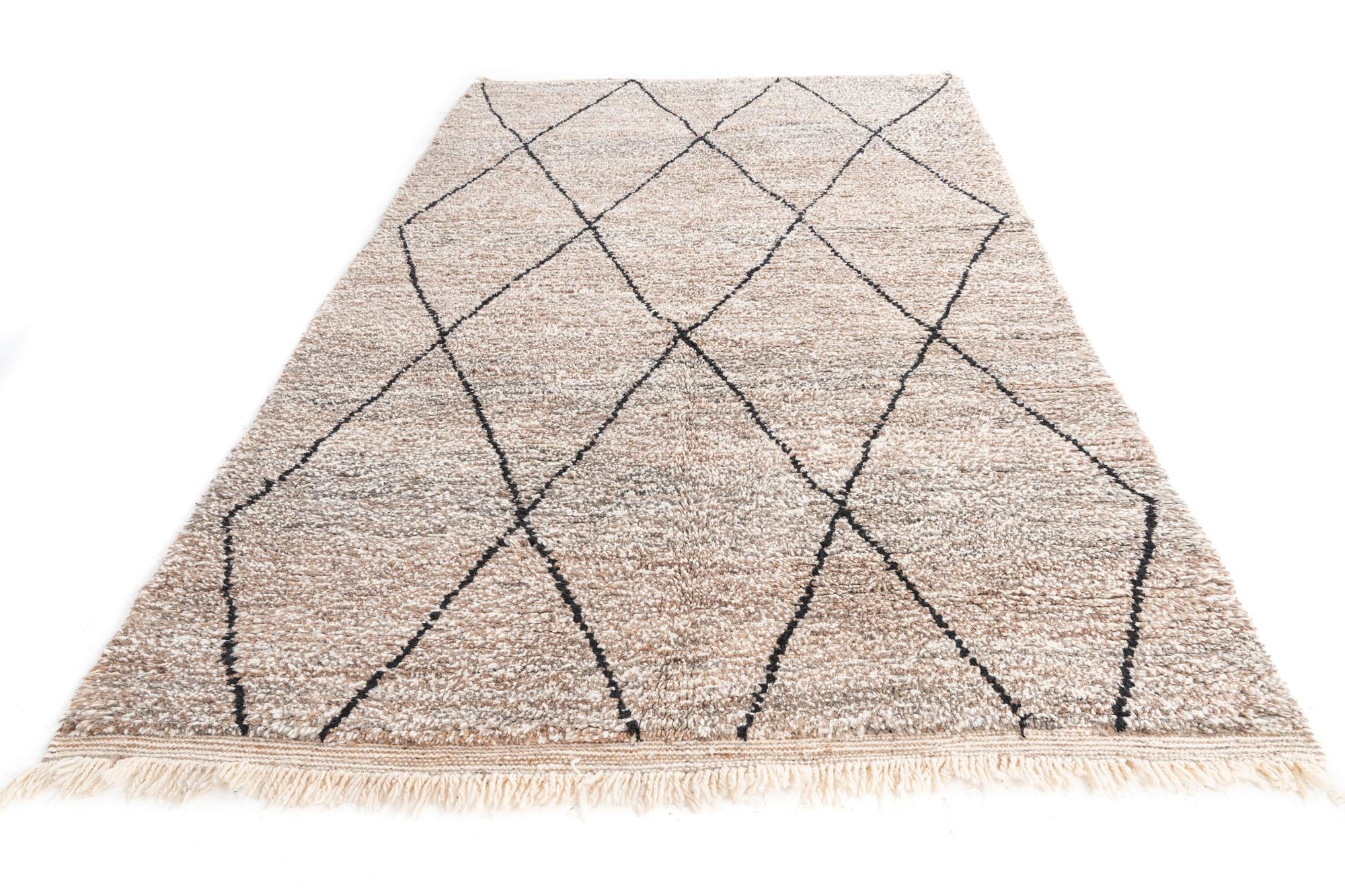 6' 5 x 10' 4 Hand Knotted Moroccan Wool Rug