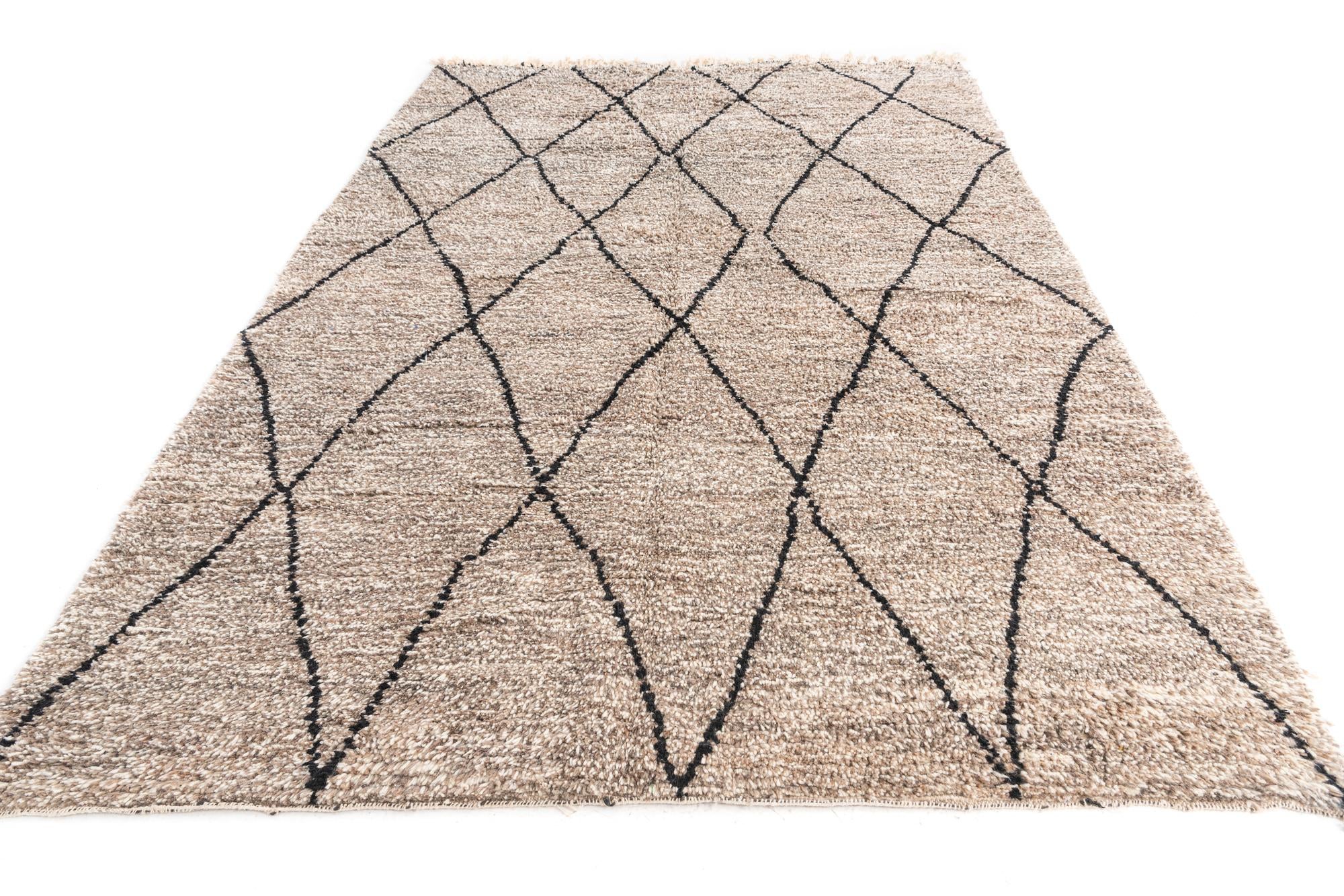 6' 10 x 10' Hand Knotted Moroccan Wool Rug