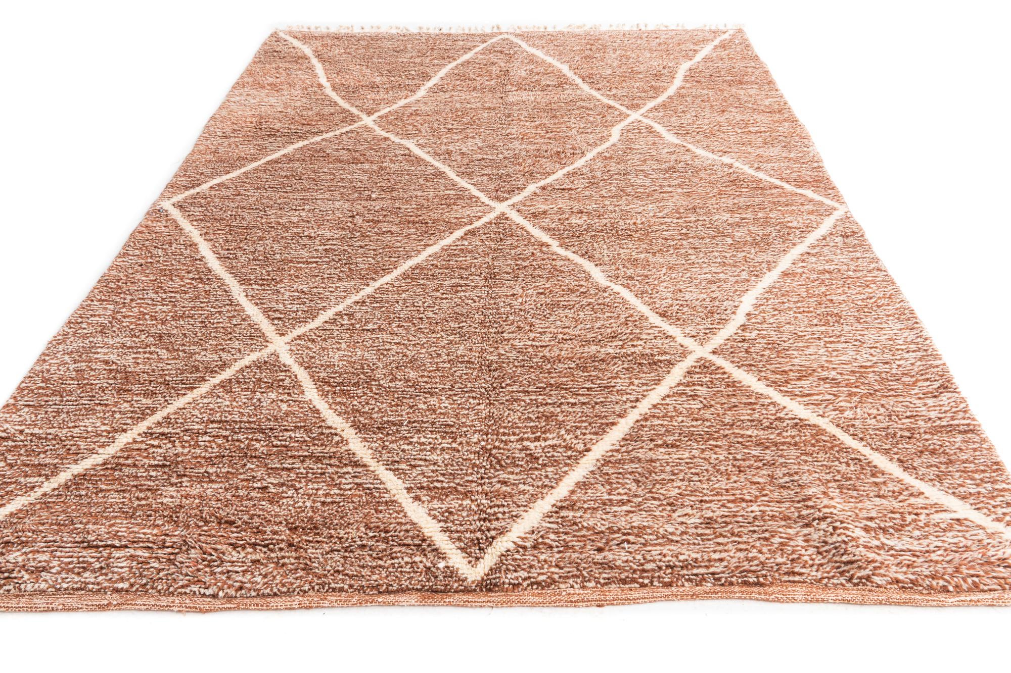 6' 6 x 10' Hand Knotted Moroccan Wool Rug