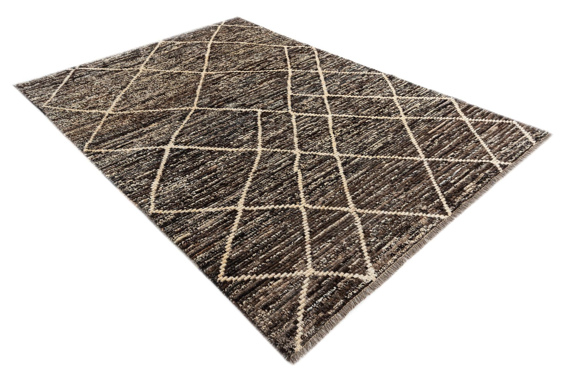 5' 6 x 8' Hand Knotted Moroccan Wool Rug