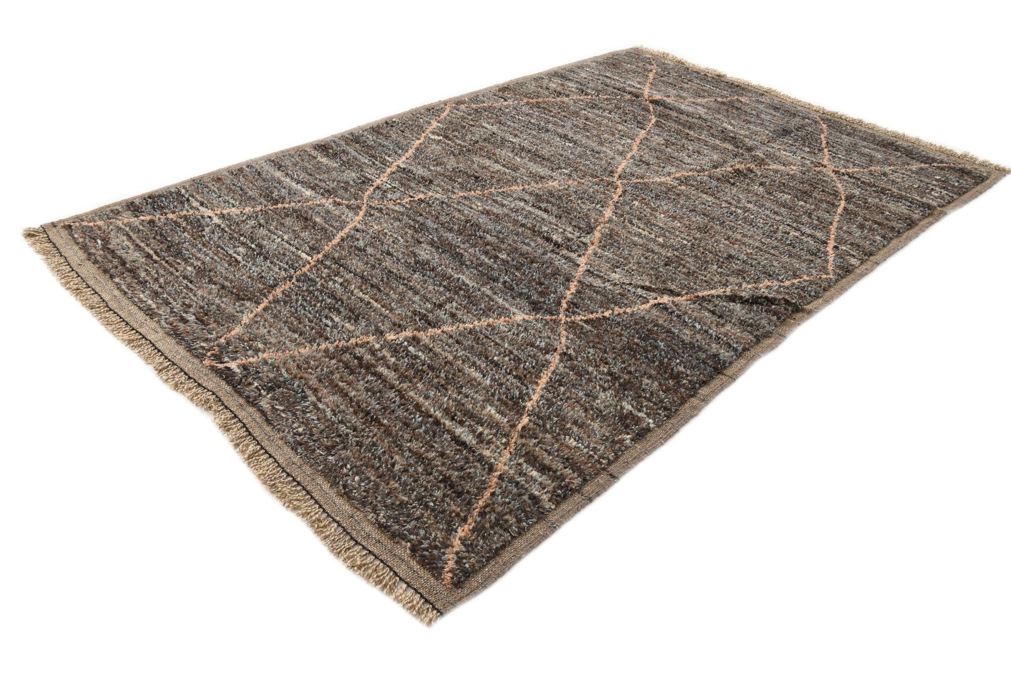6' 1 x 9' 6 Hand Knotted Moroccan Wool Rug
