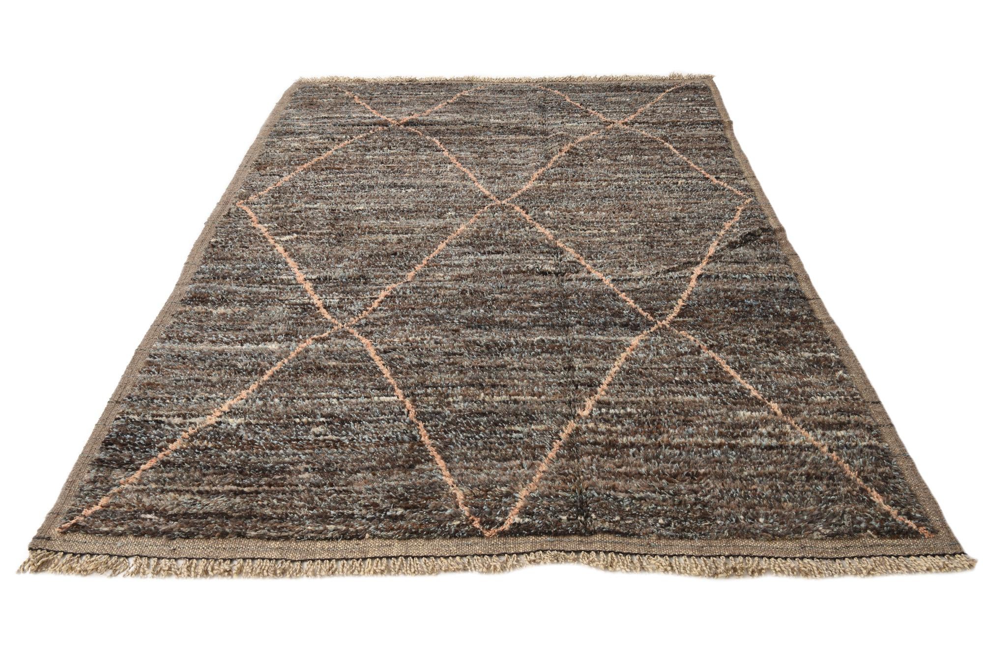 6' 1 x 9' 6 Hand Knotted Moroccan Wool Rug