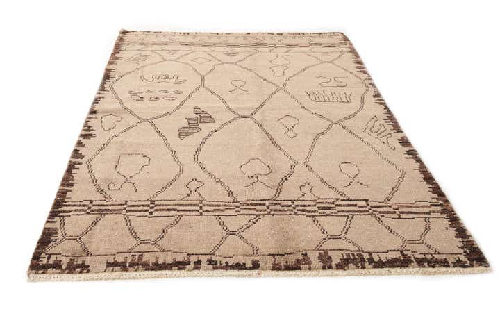 5' x 8' Hand Knotted Moroccan Wool Rug