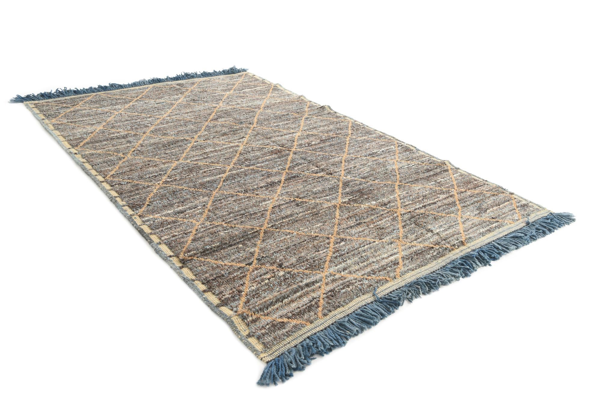 6' 3 x 9' 7 Hand Knotted Moroccan Wool Rug
