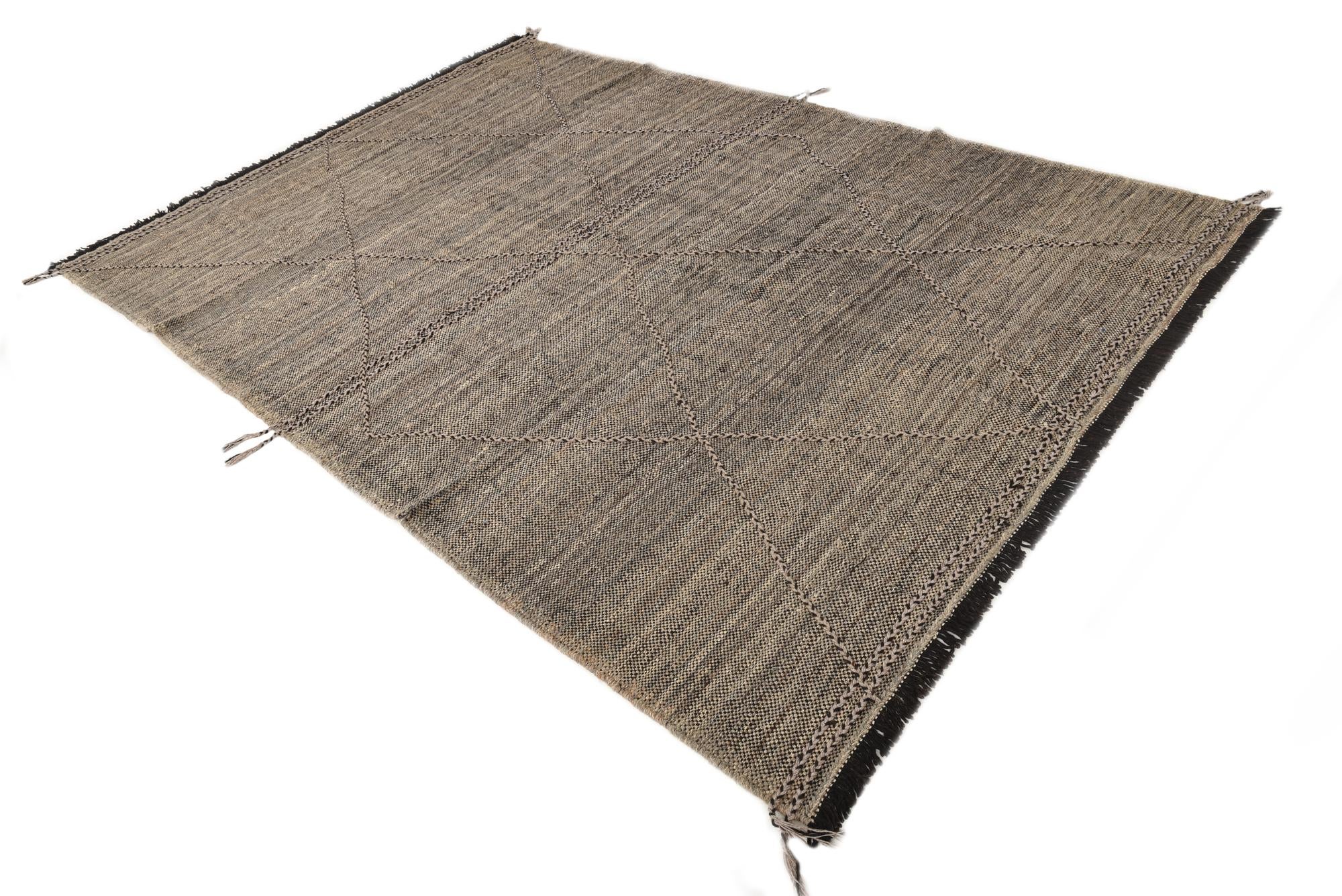 6' 9 x 9' 7 Hand Knotted Moroccan Wool Rug