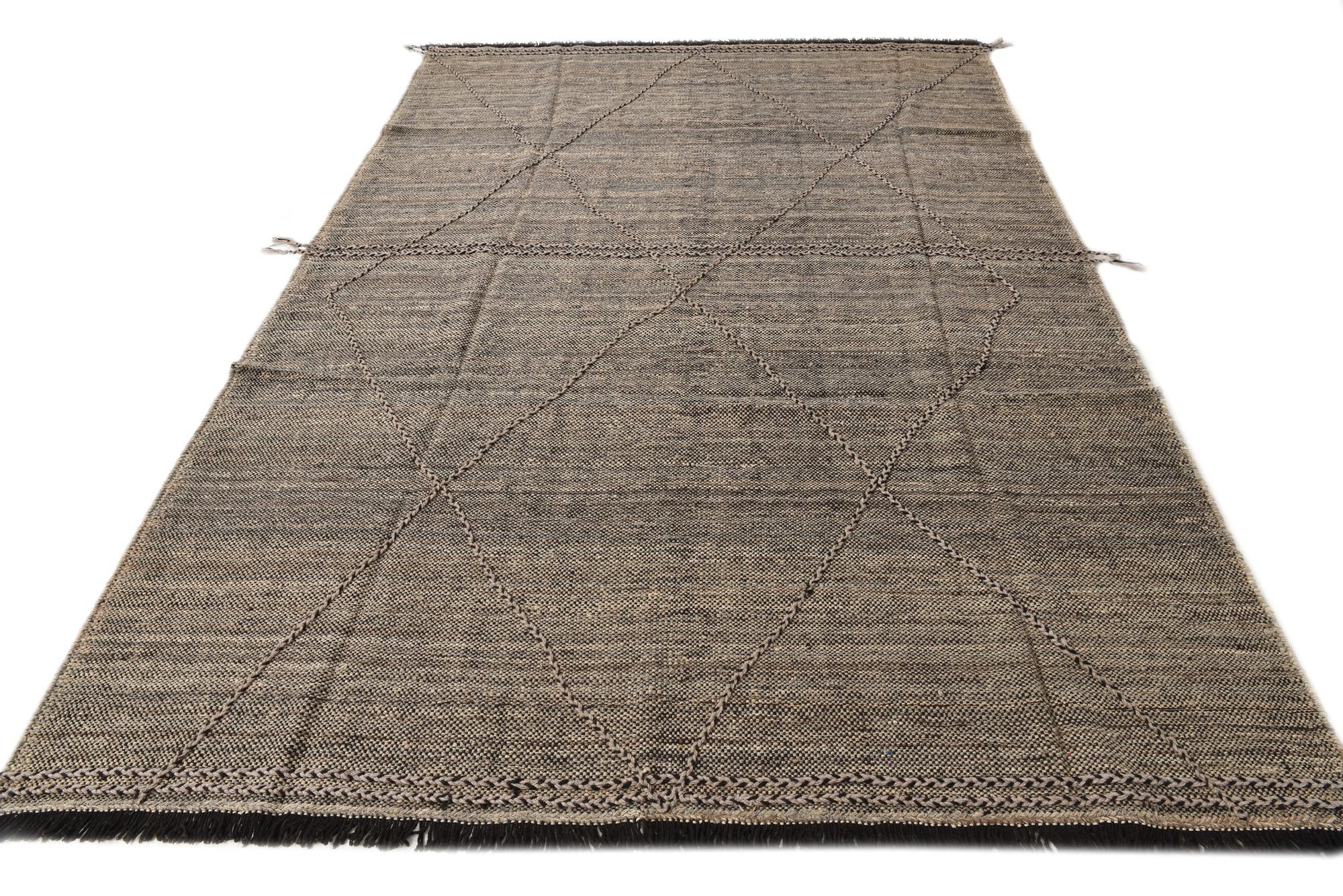 6' 9 x 9' 7 Hand Knotted Moroccan Wool Rug