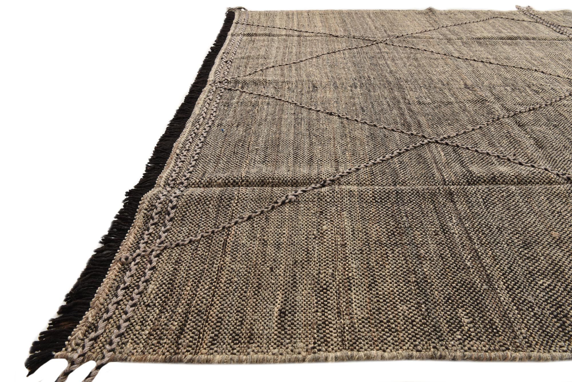 6' 9 x 9' 7 Hand Knotted Moroccan Wool Rug