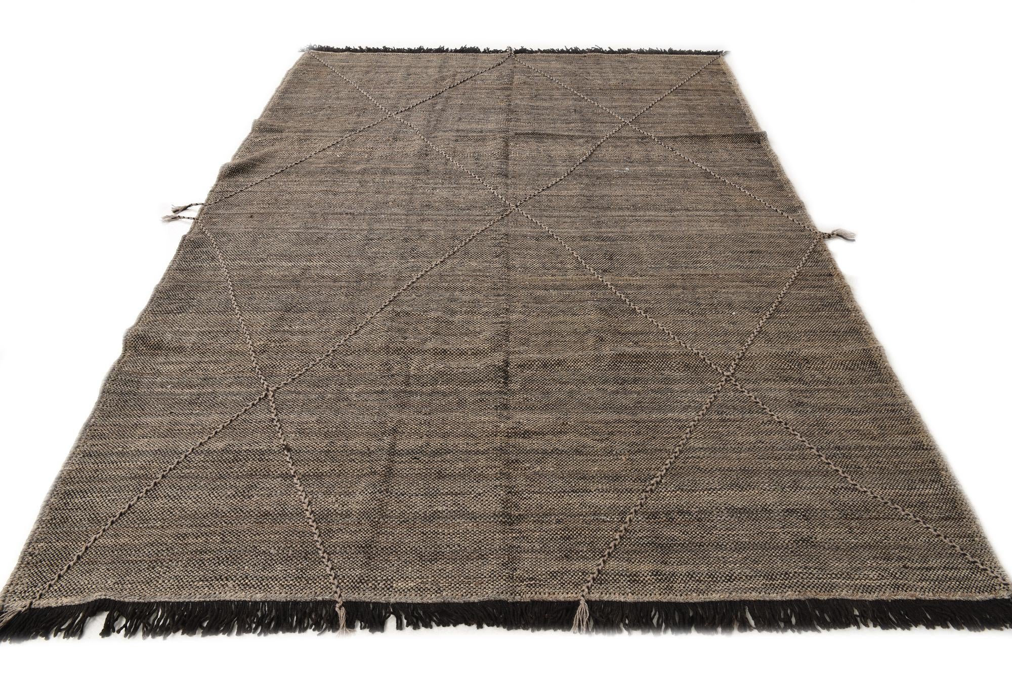 6' 9 x 9' 3 Hand Knotted Moroccan Wool Rug