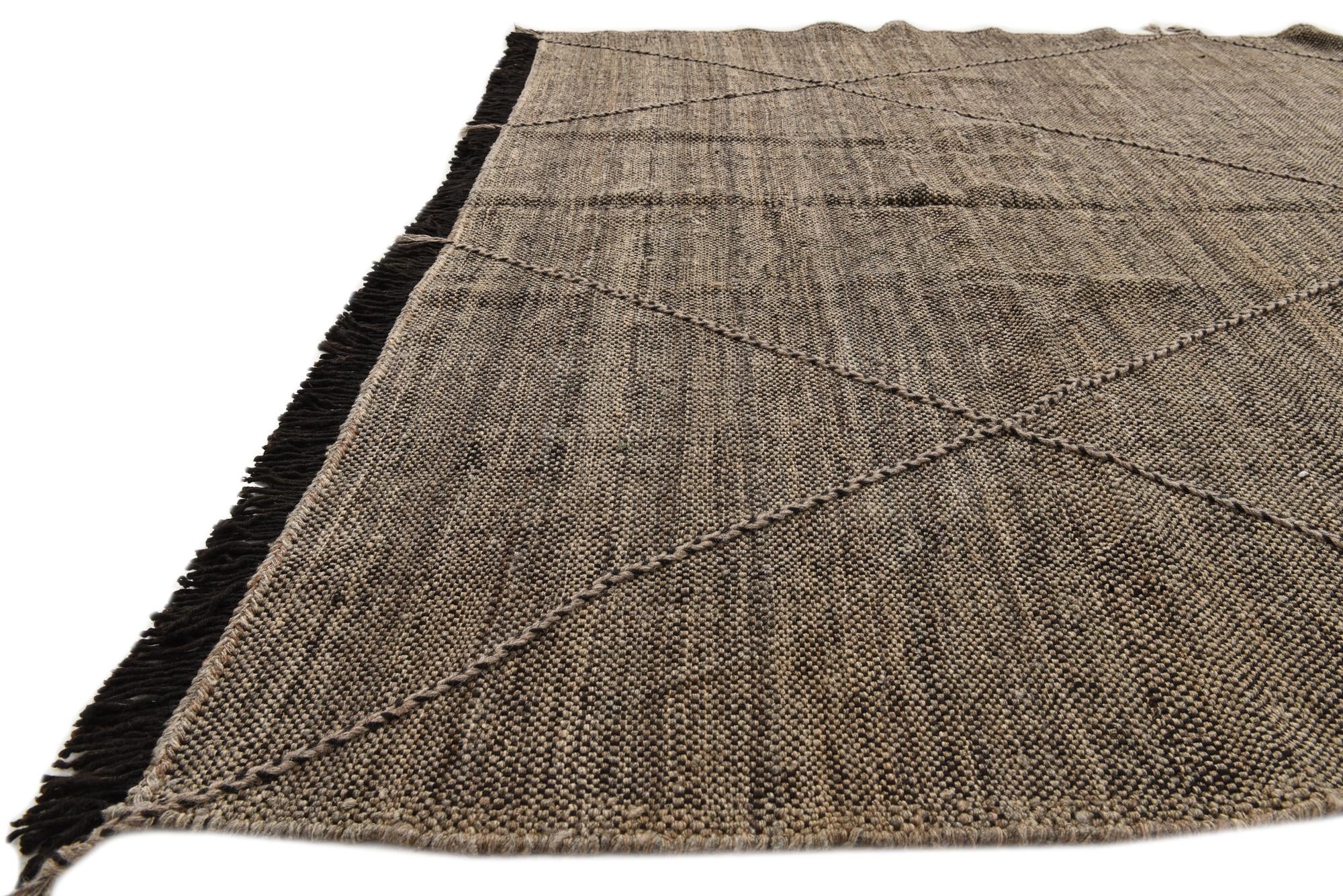 6' 9 x 9' 3 Hand Knotted Moroccan Wool Rug