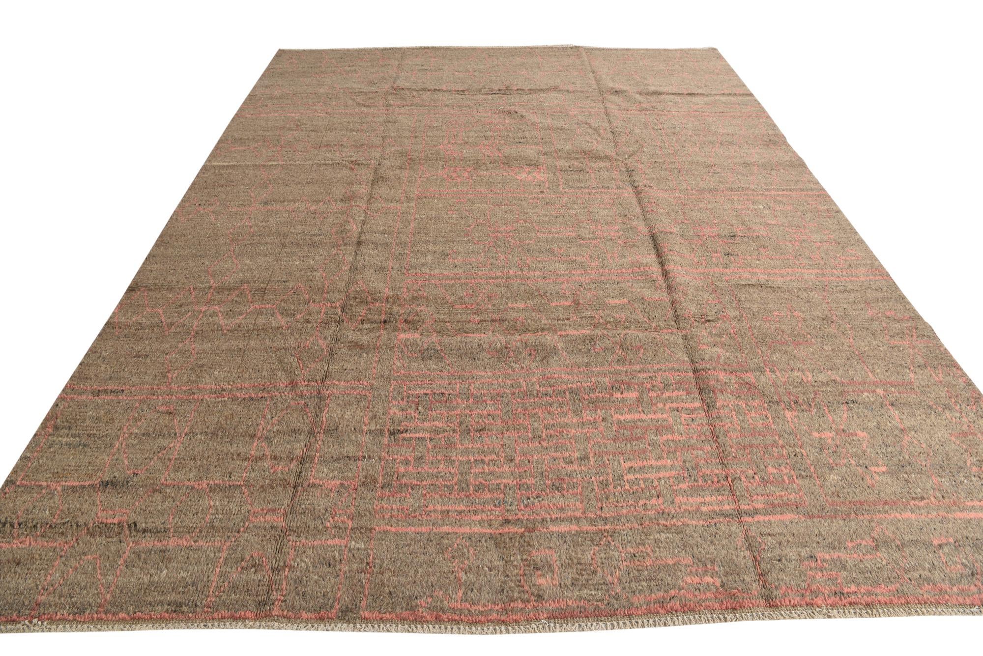 9' 2 x 12' 7 Hand Knotted Moroccan Wool Rug