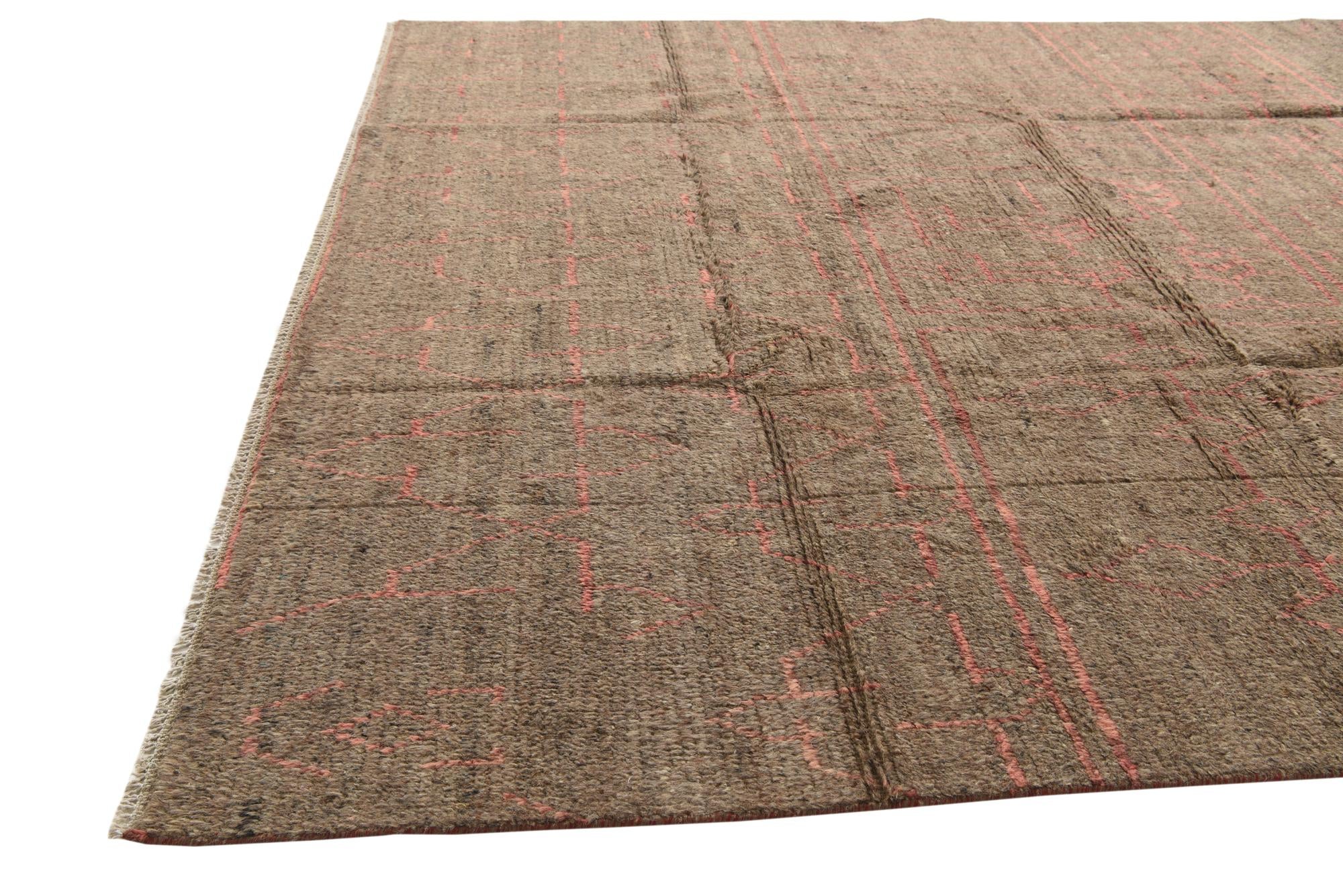 9' 2 x 12' 7 Hand Knotted Moroccan Wool Rug